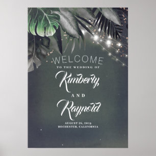 Tropical Beach Palm Leaf Welcome Sign