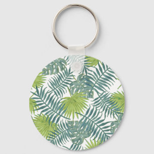 Tropical Beach Palm Leaves Art Graphic Key Ring