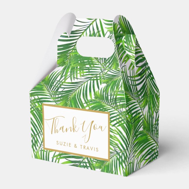 Tropical Beach Palm Leaves Greenery Favour Box (Front Side)