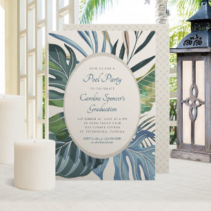 Tropical Beach Palm Pool Party Invitation