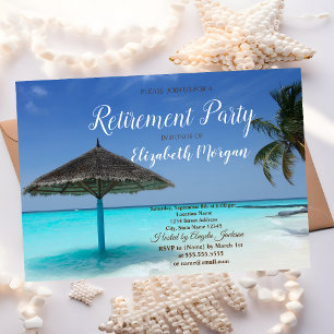 Tropical Beach,Palm,Relaxing  Retirement Party  Invitation