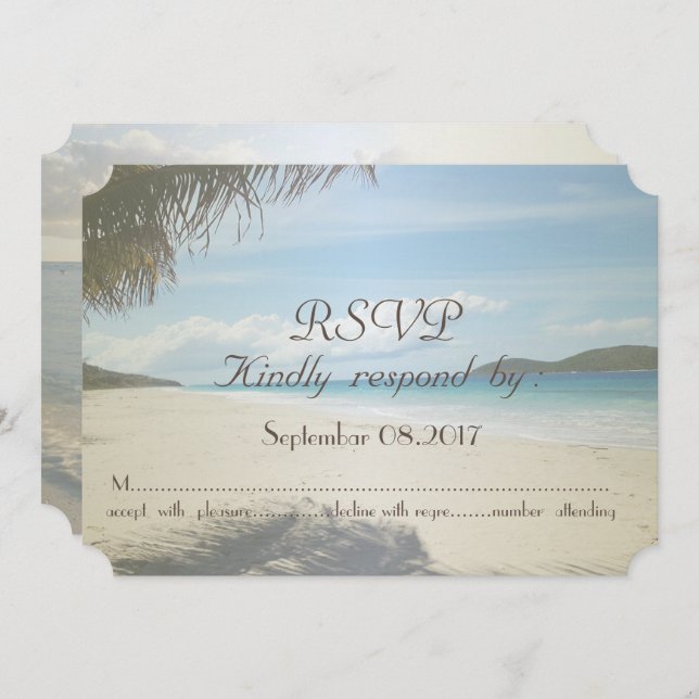Tropical Beach,Palm  RSVP Invitation (Front/Back)