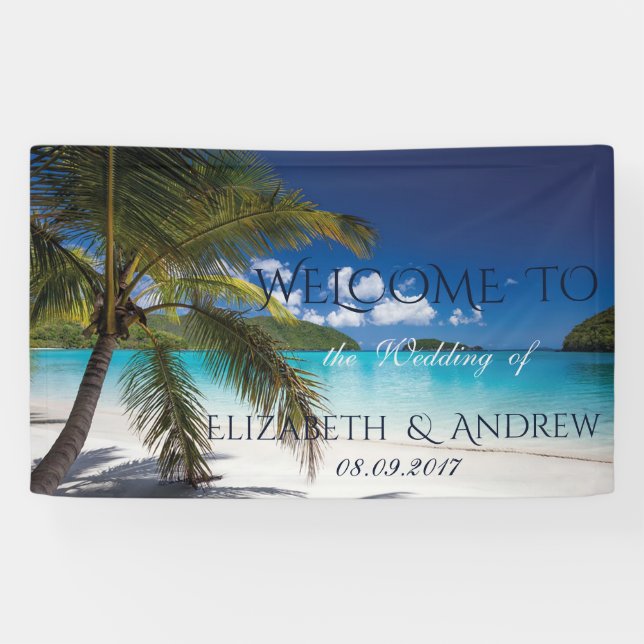 Tropical Beach,Palm,Sand  Wedding Banner (Horizontal)