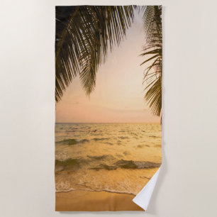Tropical Beach Palm Sunset Towel