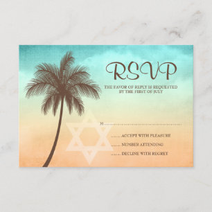 Tropical Beach Palm Tree Bat Mitzvah Response Card