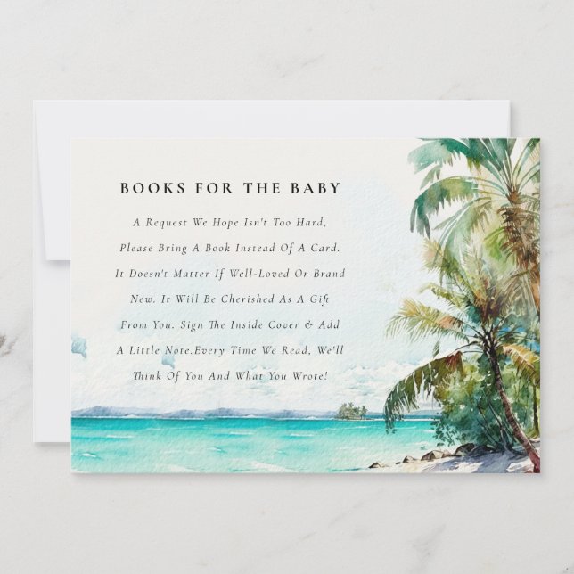 Tropical Beach Palm Tree Books For Baby Shower Invitation (Front)