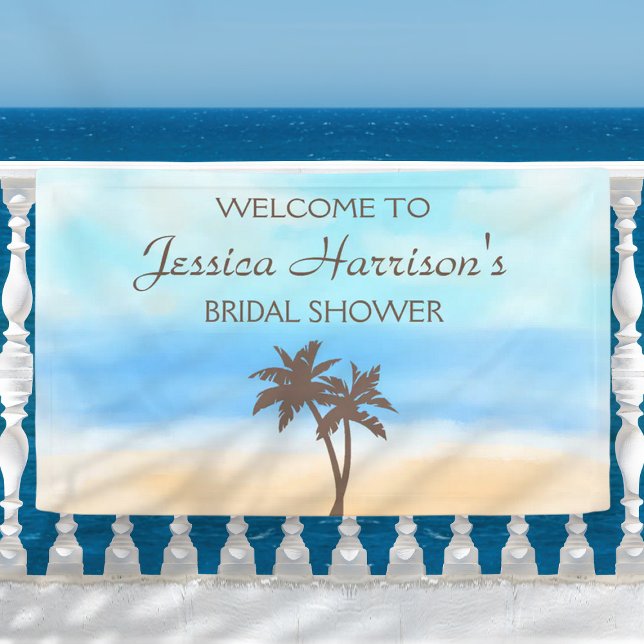 Tropical Beach Palm Tree Bridal Shower Banner (Creator Uploaded)