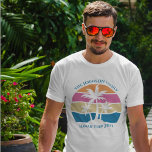 Tropical Beach Palm Tree Custom Spring Break Trip T-Shirt<br><div class="desc">This cute tropical palm tree sunset t-shirt is perfect for a spring break trip with your college friends group or a fun cruise ship getaway vacation with the family. Personalize the full set of customized t-shirts for your group outing to the beach or an island family reunion.</div>