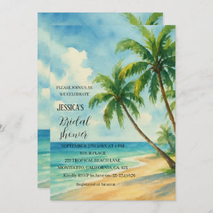Tropical Beach Palm Tree Destination Bridal Shower Invitation
