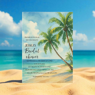 Tropical Beach Palm Tree Destination Bridal Shower Invitation