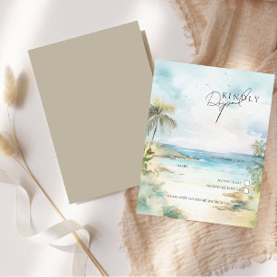Tropical Beach Palm Tree Destination Wedding RSVP Card