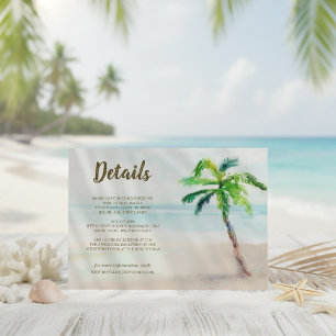 Tropical Beach Palm Tree Guest Information Wedding Enclosure Card