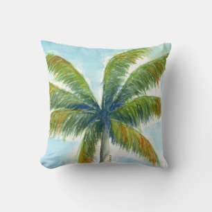 Tropical Beach palm tree on a sunny day Cushion