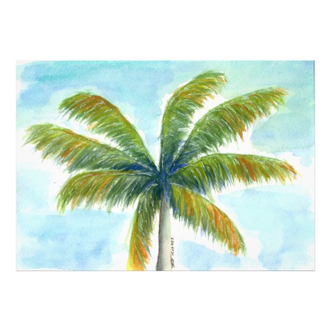 Tropical Beach palm tree on a sunny day Photo Print (Front)