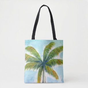 Tropical Beach palm tree on a sunny day Tote Bag