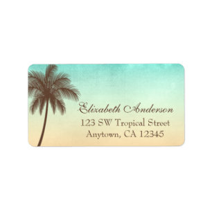 Tropical Beach Palm Tree Personalised Label