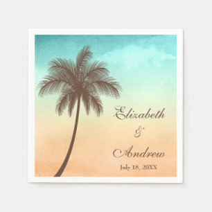 Tropical Beach Palm Tree Personalised Wedding Napkin