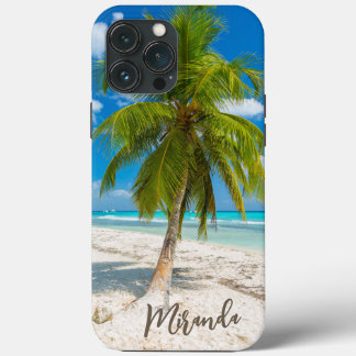 Tropical Beach Palm Tree Personalized iPhone 13 Pro Max Case