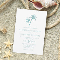 Tropical Beach Palm Tree Sea Glass Blue Wedding