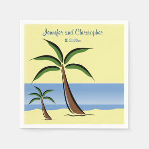 Tropical Beach Palm Tree Summer Ocean Wedding Sand Napkin