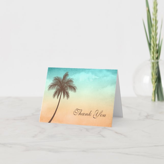 Tropical Beach Palm Tree Thank You (Front)