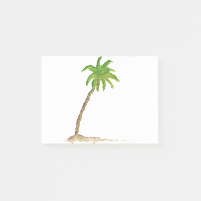 Tropical Beach Palm Tree Watercolor Post-it Notes (Front)