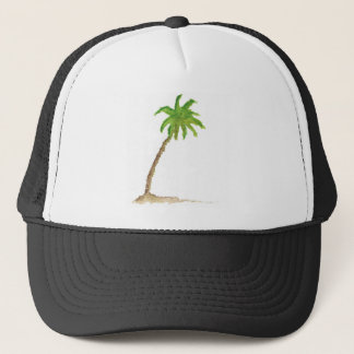 Tropical Beach Palm Tree Watercolor Trucker Hat