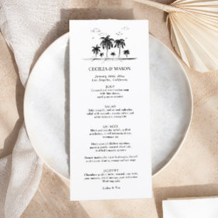 Tropical Beach Palm Tree Wedding Menu