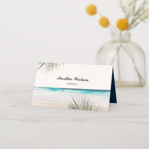 Tropical Beach Palm Tree Wedding Name  Place Card