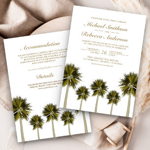 Tropical Beach Palm Trees All in One Wedding Invitation