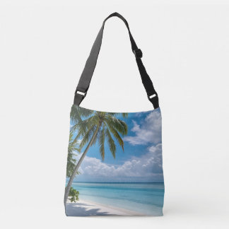 "Tropical Beach Palm Trees Blue Crossbody Bag | Su