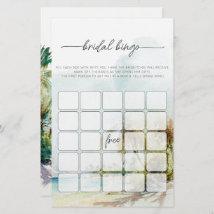 Tropical Beach Palm Trees Bridal Bingo Game 
