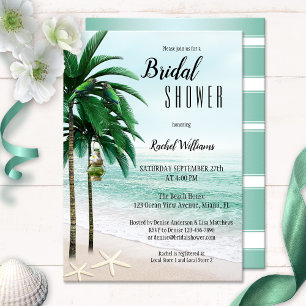 Tropical Beach Palm Trees Bridal Shower Invitation
