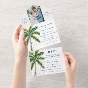 Tropical Beach Palm Trees Destination Seaside  All In One Invitation