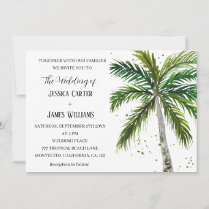 Tropical Beach Palm Trees Destination Wedding Invitation