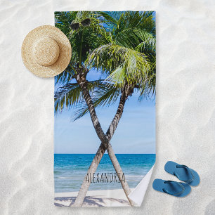 Tropical Beach Palm Trees DIY Personalised Photo Towel