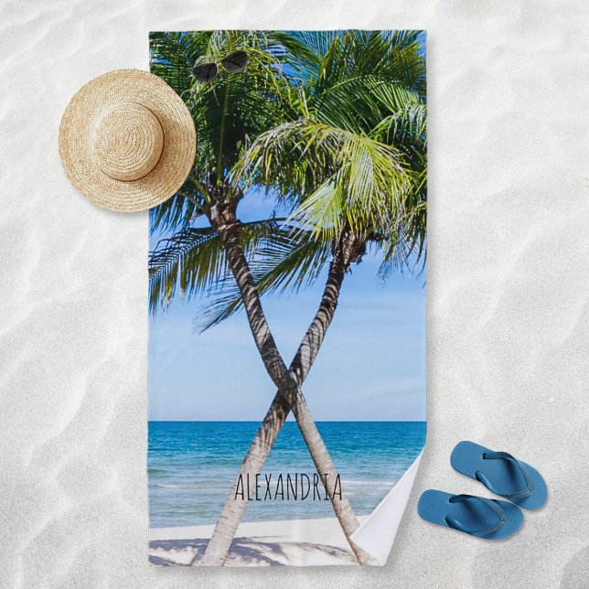 Tropical Beach Palm Trees DIY Personalised Photo Towel (Tropical Beach Palm Trees DIY Personalized Photo Beach Towel)