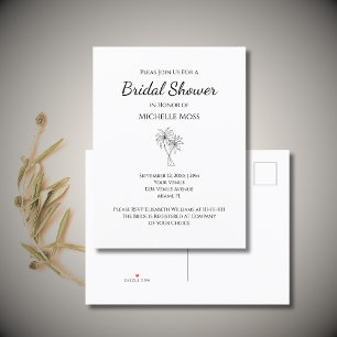 Tropical Beach Palm Trees Elegant Bridal Shower Invitation Postcard