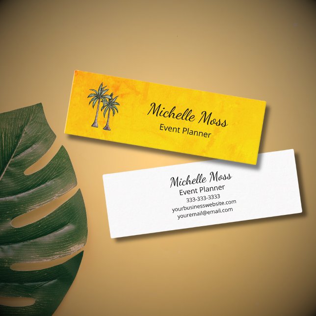 Tropical Beach Palm Trees Gold Professional  Mini Business Card (Creator Uploaded)