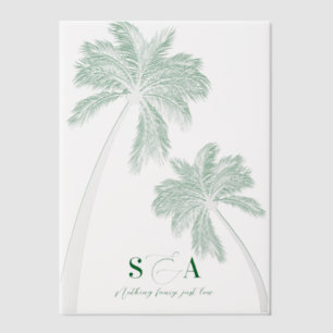Tropical Beach Palm Trees Minimalist Green Vellum Invitations
