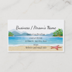 Tropical Beach Palm Trees Ocean Sea Custom Business Card