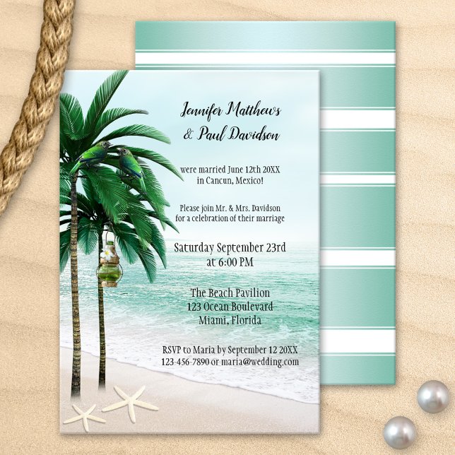 Tropical Beach Palm Trees Post Wedding Party Invitation (Creator Uploaded)