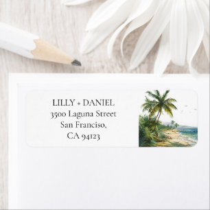 Tropical Beach Palm Trees Return Address Label