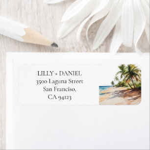 Tropical Beach Palm Trees Return Address Label