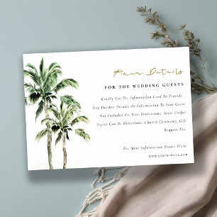 Tropical Beach Palm Trees Rustic Wedding Detail Enclosure Card