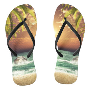 Tropical Beach Palm Trees Thongs