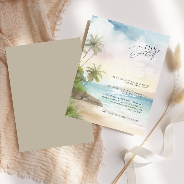 Tropical Beach Palm Trees Wedding Details Enclosure Card (Tropical Beach Palm Trees Wedding Details Enclosure Card)