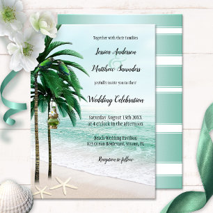 Tropical Beach Palm Trees Wedding Invitation