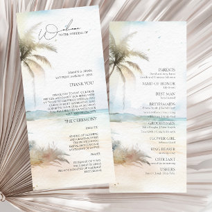 Tropical Beach Palm Trees Wedding Program