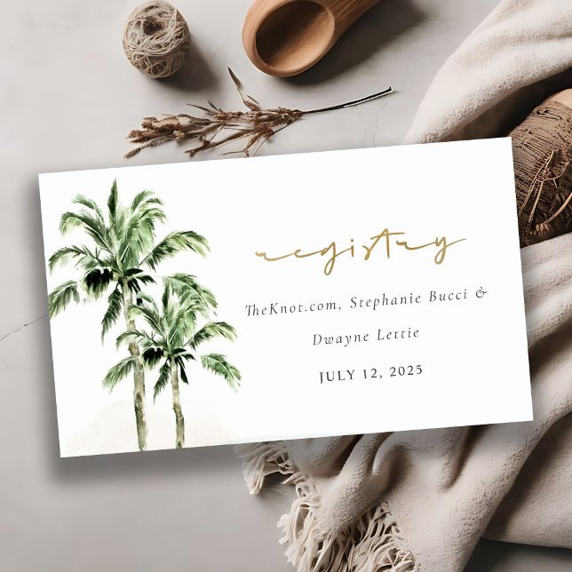Tropical Beach Palm Trees Wedding Registry Enclosure Card (Creator Uploaded)
